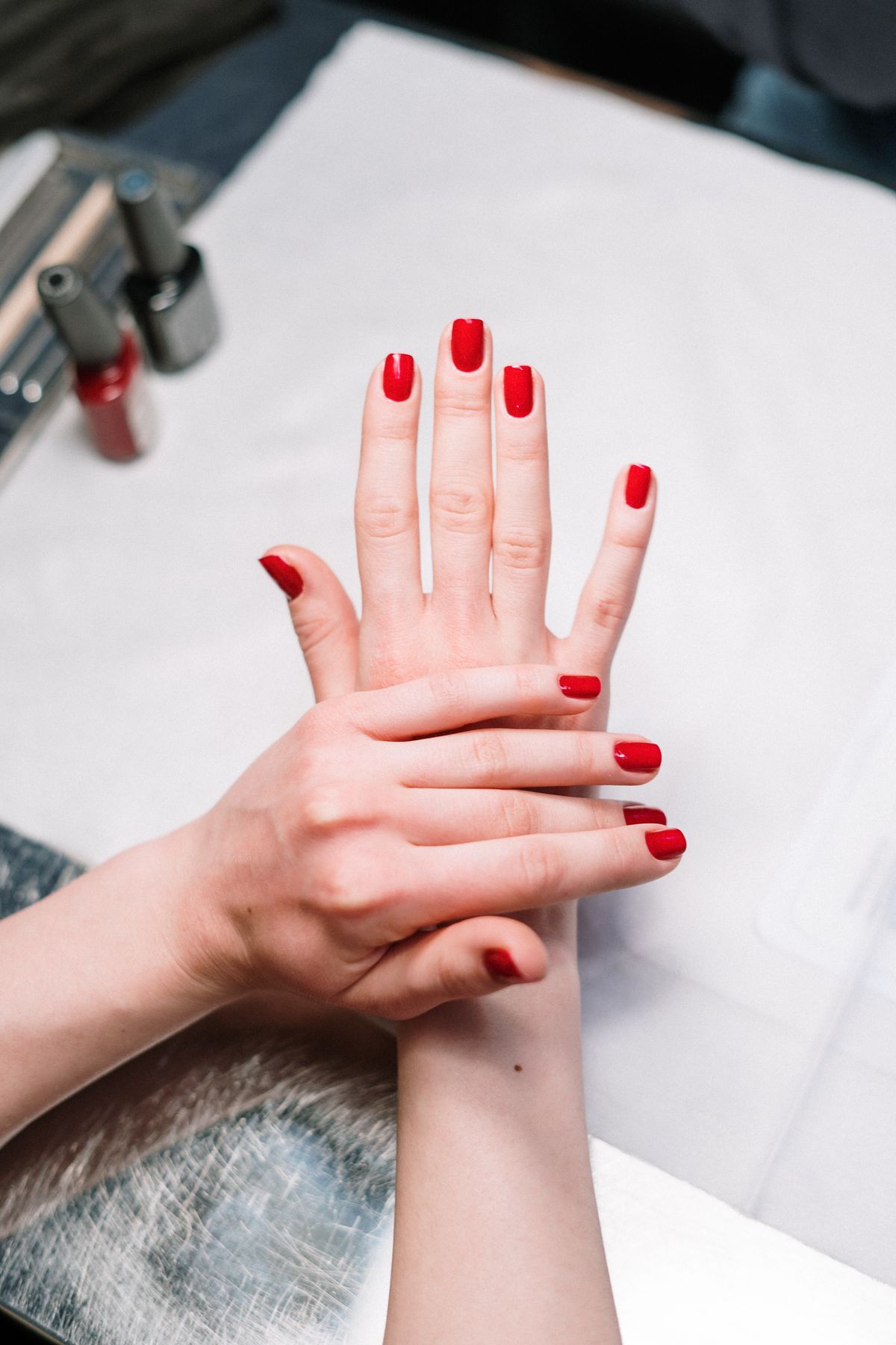 Nail service in progress at Avalon Nails